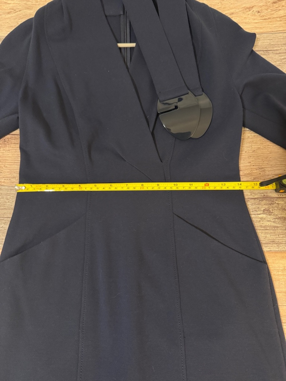 Armani Collezioni Navy Blue Long Sleeve Dress w/ Pockets 4 - Picture 8 of 9